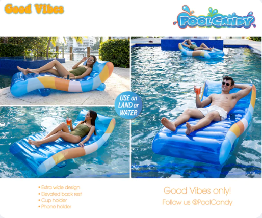 Good Vibes Deluxe Chaise Lounger inflatable pool raft